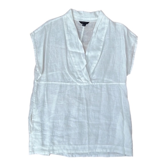 Lands' End Tops - Lands’ End linen short sleeve blouse size 10-12